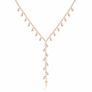 Rose Gold Crystal Drop Y Necklace